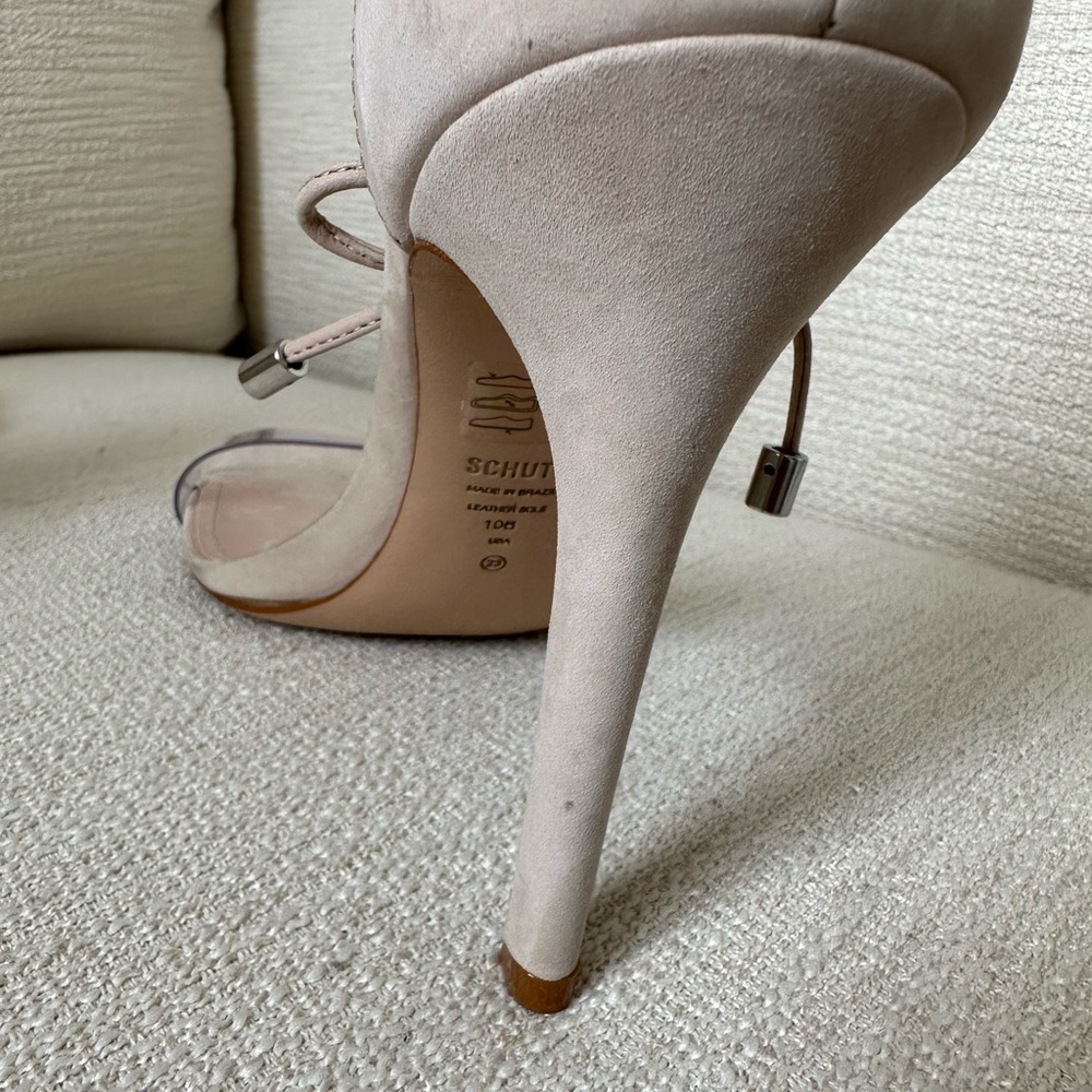 Schutz Josseana Suede and Clear Ankle Tie Sandal - Picture 10 of 11